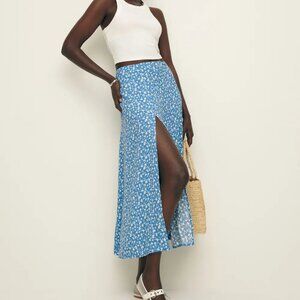 Reformation Zoe Skirt, blue flower print
